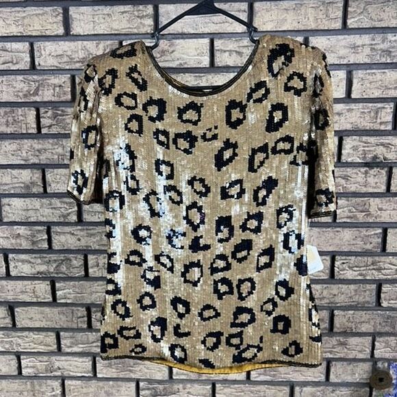 Vintage sequence, leopard print top by maple ￼size‎ 6 - Picture 1 of 7
